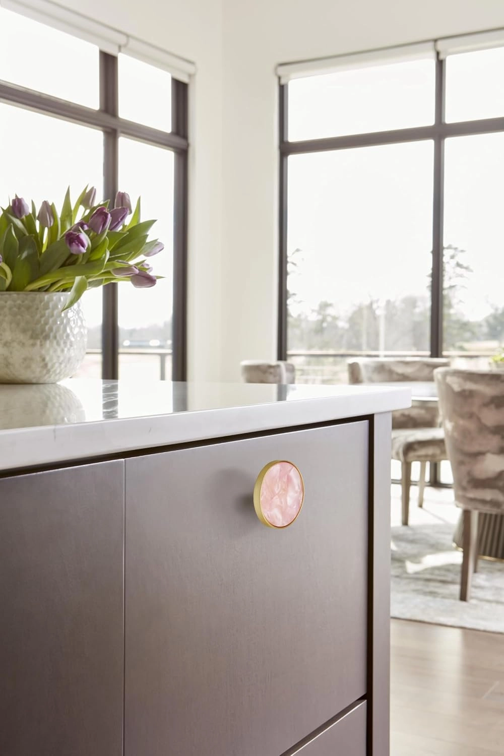Amerock 2PK36972PNK Accents Round Cabinet Knob | Furniture Knob | Gold/Pink Decorative Drawer Pull