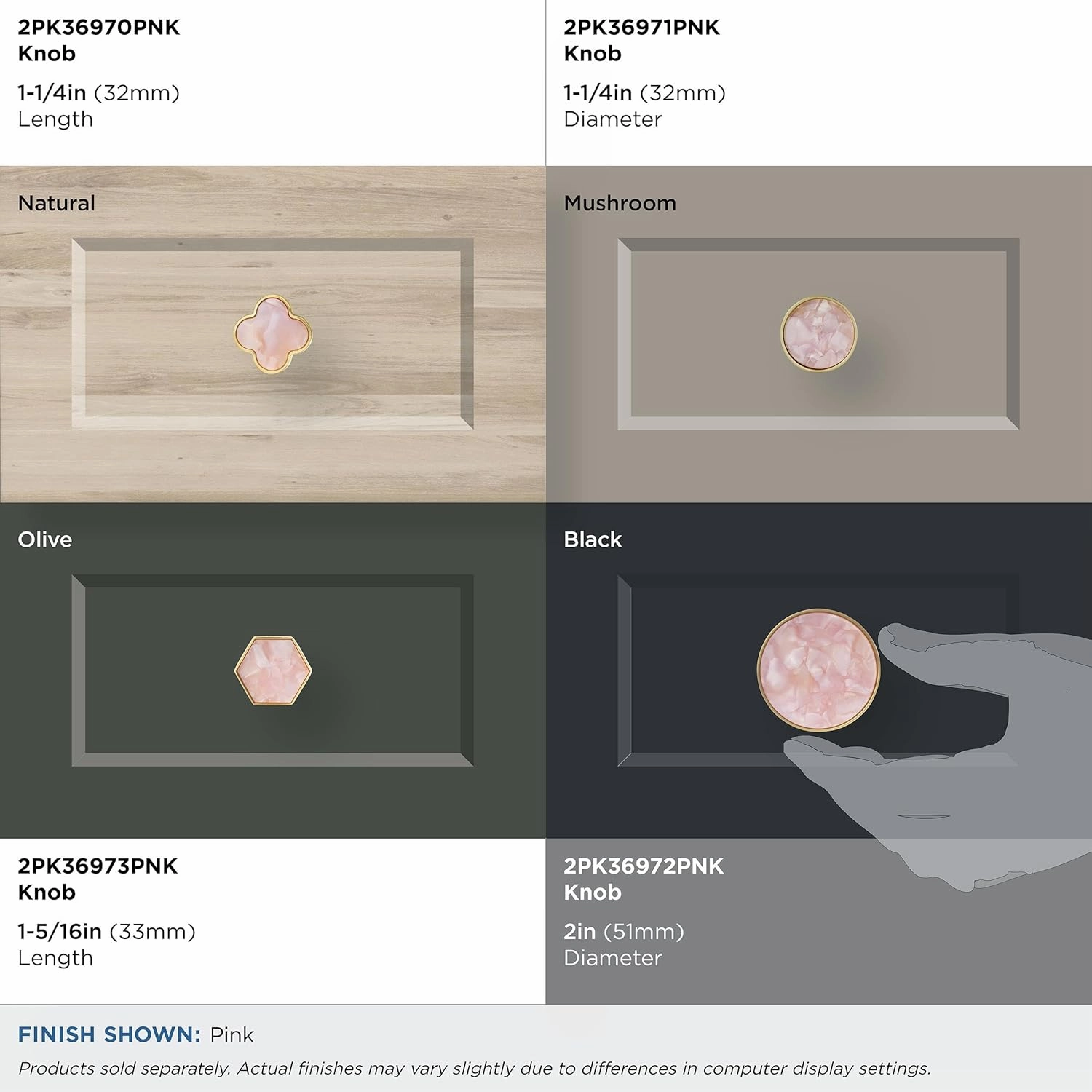 Amerock 2PK36972PNK Accents Round Cabinet Knob | Furniture Knob | Gold/Pink Decorative Drawer Pull