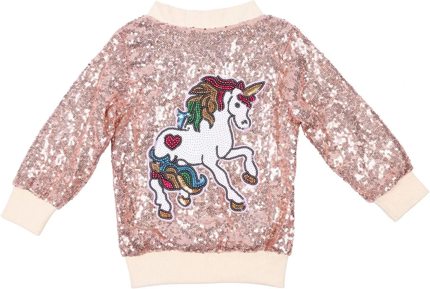 ANATA Girl Unicorn Sequin Jacket Kids Casual Bomber Jacket Zipper Coat Outwear
