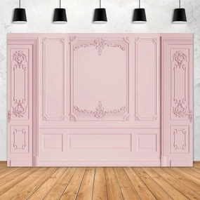 Aperturee 7x5ft Vintage Room Inside Backdrop Light Pink Empty Room Classic Interior Wedding European Frame Modern House French Castle Cementery Wall Photography Background Photo Studio Props