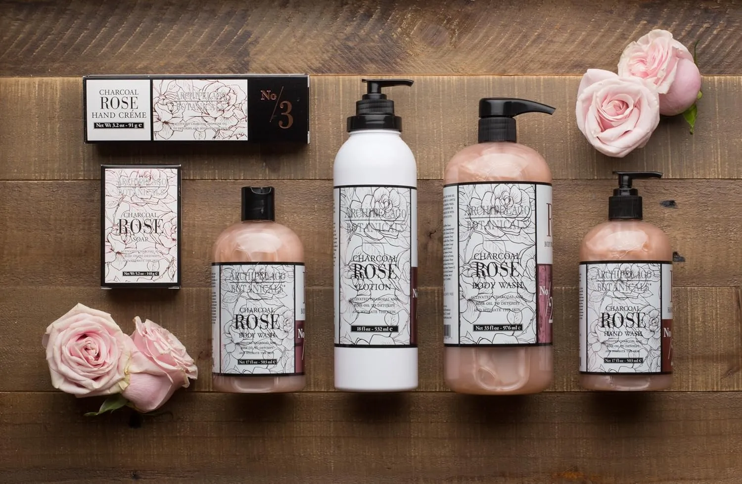 Archipelago Botanicals Charcoal Rose Liquid Hand Soap, Moisturizing Daily Hand Wash with Soap Pump, Kitchen or Bathroom Hand Soap, 17.0 Fl. Oz.