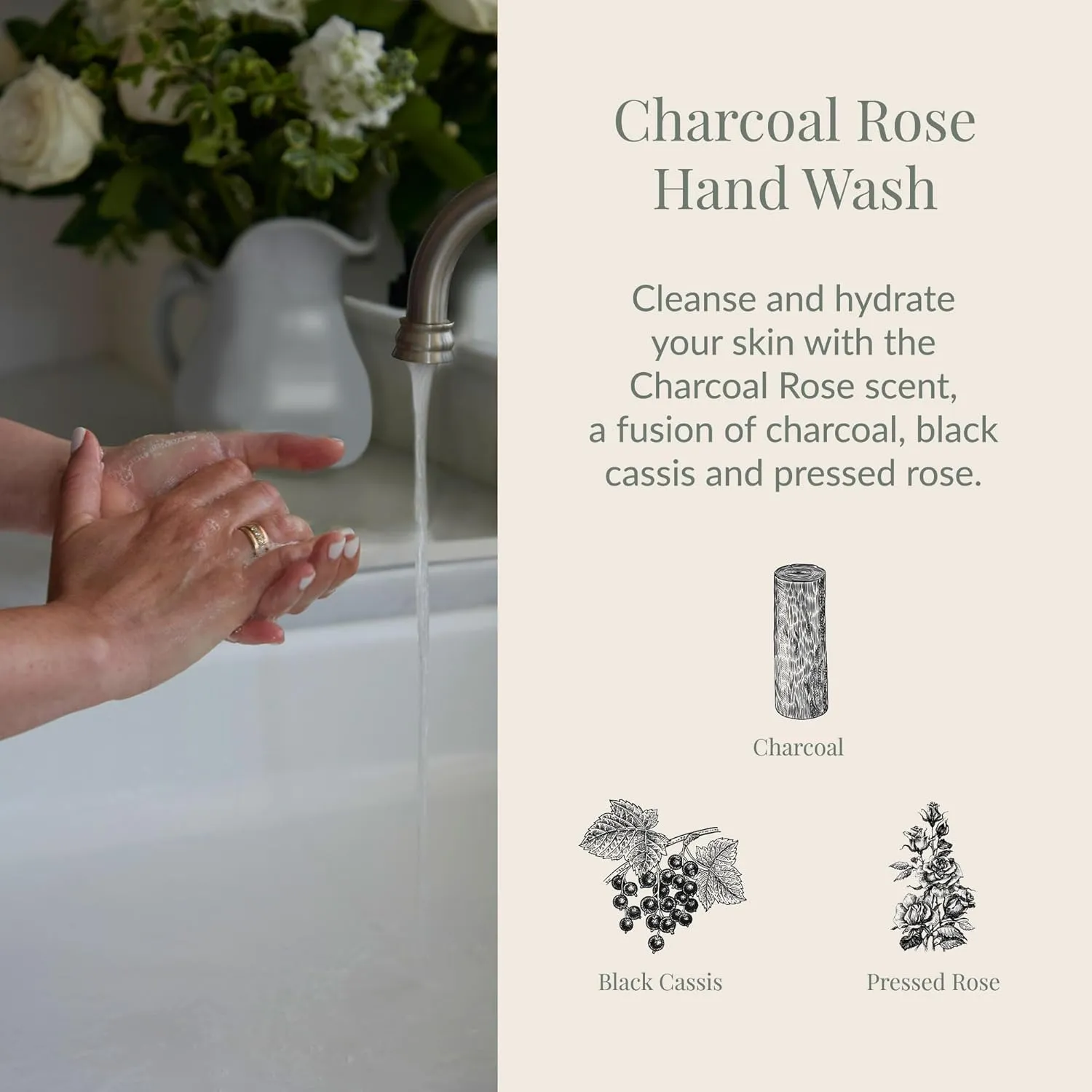 Archipelago Botanicals Charcoal Rose Liquid Hand Soap, Moisturizing Daily Hand Wash with Soap Pump, Kitchen or Bathroom Hand Soap, 17.0 Fl. Oz.
