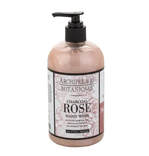 Archipelago Botanicals Charcoal Rose Liquid Hand Soap, Moisturizing Daily Hand Wash with Soap Pump, Kitchen or Bathroom Hand Soap, 17.0 Fl. Oz.