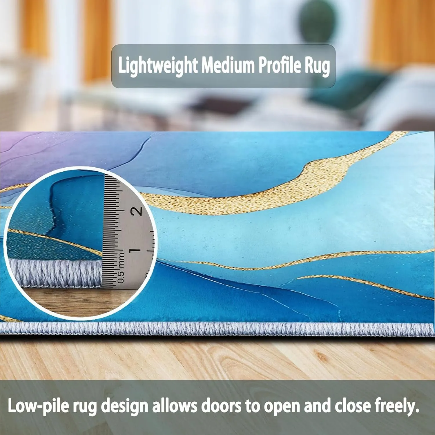 Area Rugs Rectangle 6 x 9 Stripes Marble Abstract Elegant Theme, Flannel Printing Area Rugs with Non-Slip Backing and Durable Edge Binding, Carpets for Home Office Decor Pink Blue