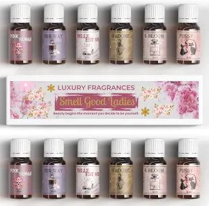Aroma Depot Smell Good Ladies Collection – Ladies Set of 6 Fragrance Oils (10ml Each) for Candle Making, Soap Making, and Home Diffusers.