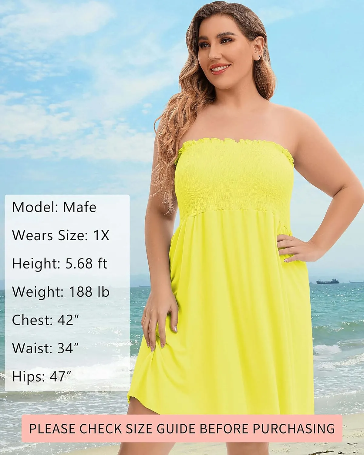 AS ROSE RICH Strapless Dress for Women - Beach Dresses for Women - Tube Top Dress