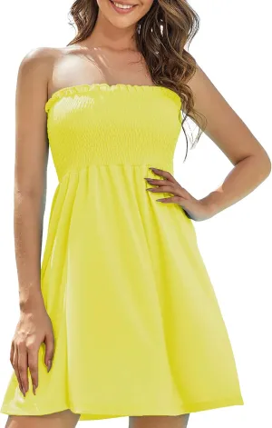 AS ROSE RICH Strapless Dress for Women - Beach Dresses for Women - Tube Top Dress