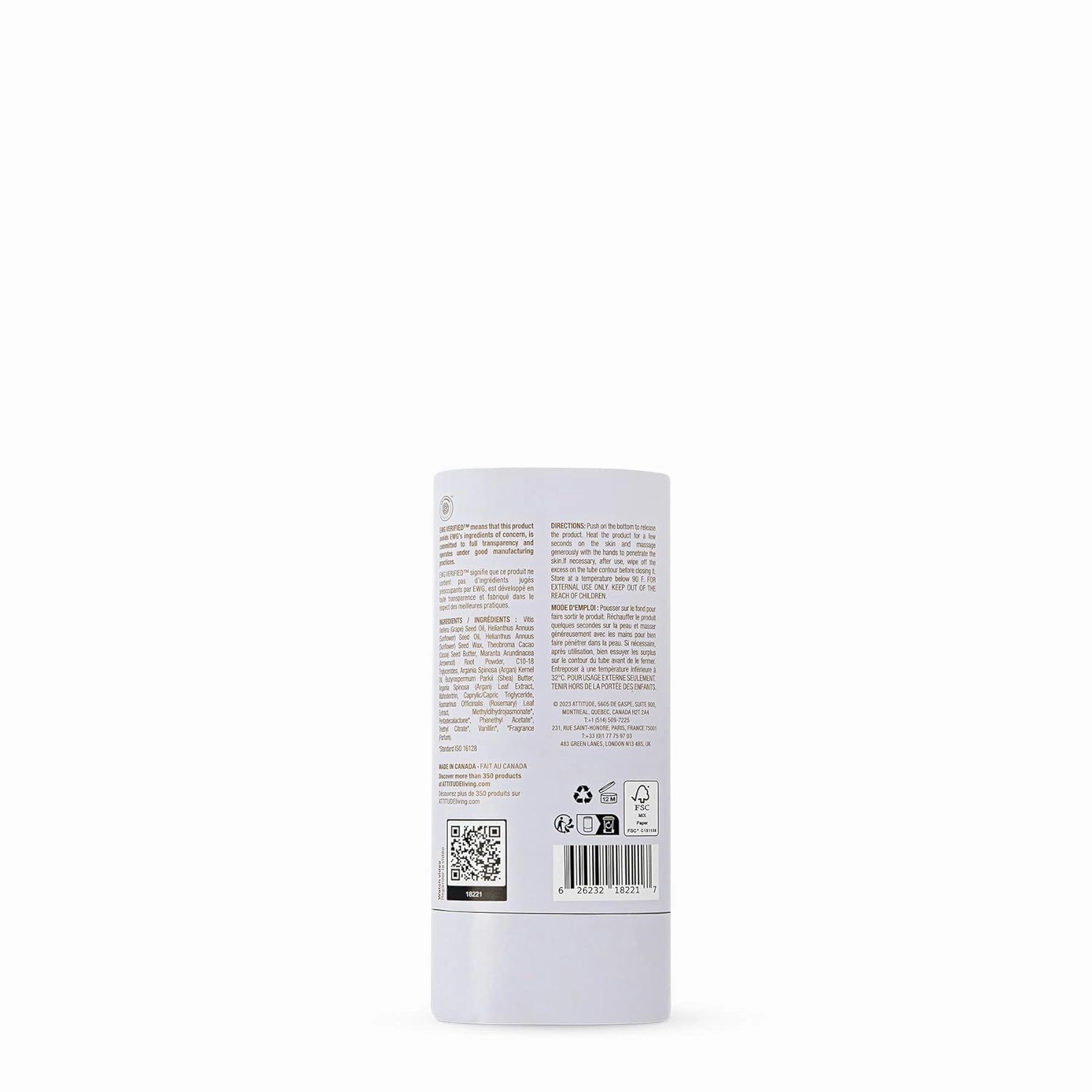 ATTITUDE Plastic-Free Body Butter Bar for Pregnant Dry and Stretched Skin, EWG Verified, Vegan and Cruelty-free Maternity Products, Pink Argan, 3 Ounces