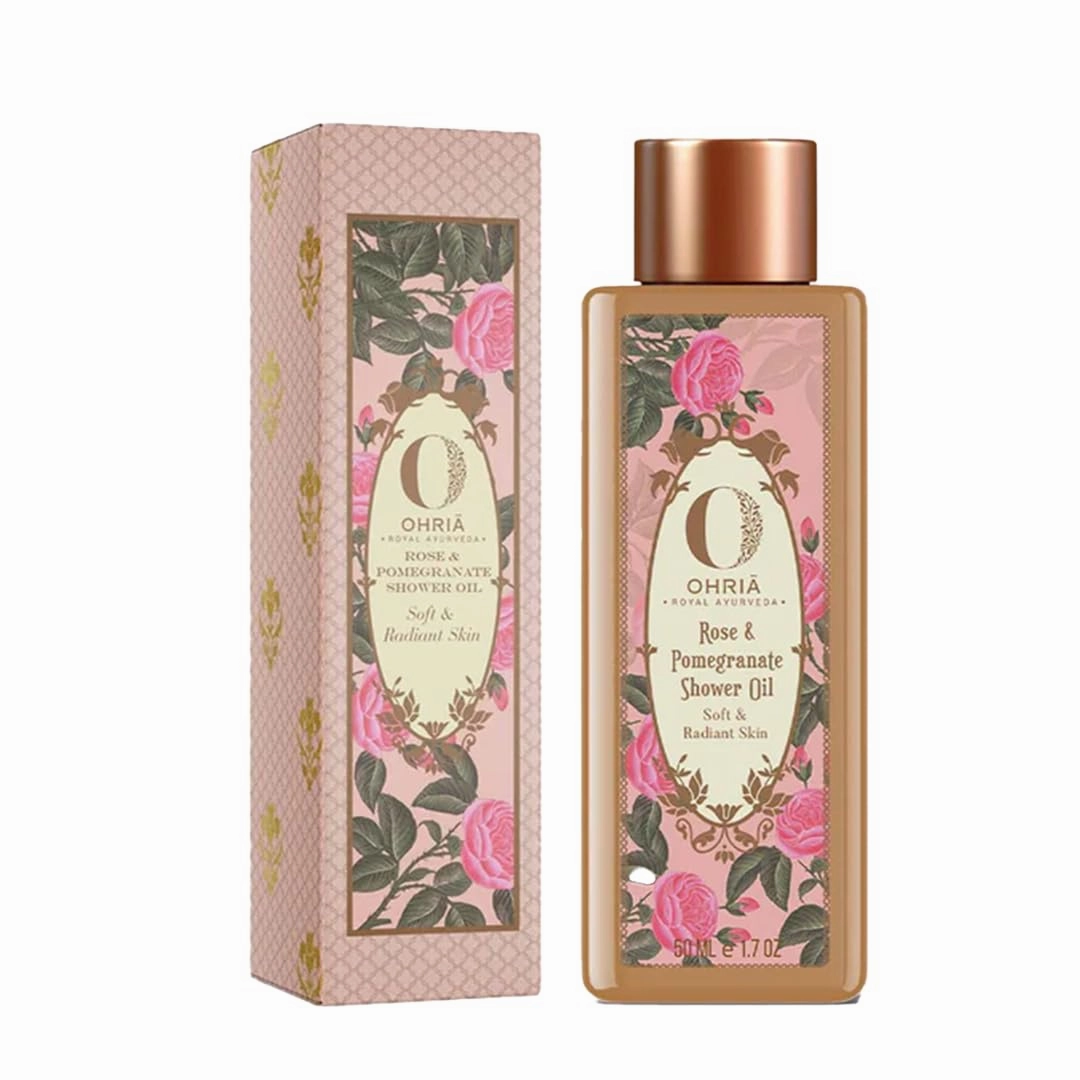 Ayurveda Rose & Pomegranate Shower Oil For Soft & Radiant Skin, 50ml