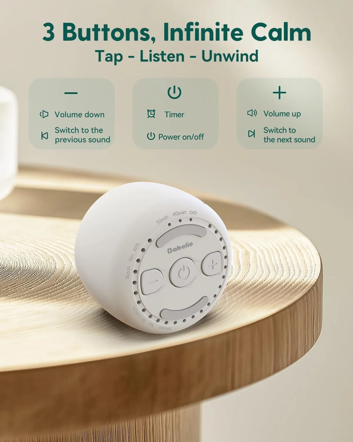 Babelio Portable White Noise Machine   Travel Case in Grey, for Adults Kids Baby