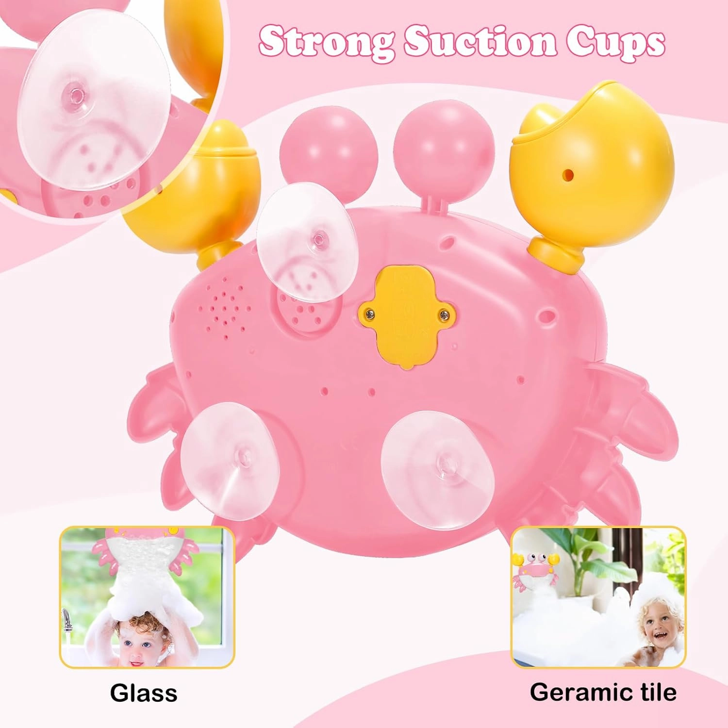 Baby Bath Toys Crab:Bubble Machine Bath Toy Crab Bath Bubble Maker,Blow Bubbles and Plays Children’s Songs,for Bath Toys Battery Operated(Pink)