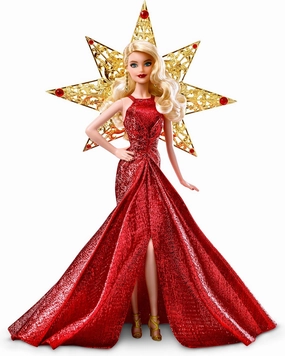 Barbie 2017 Holiday Doll with Red Metallic Gown and Accessories
