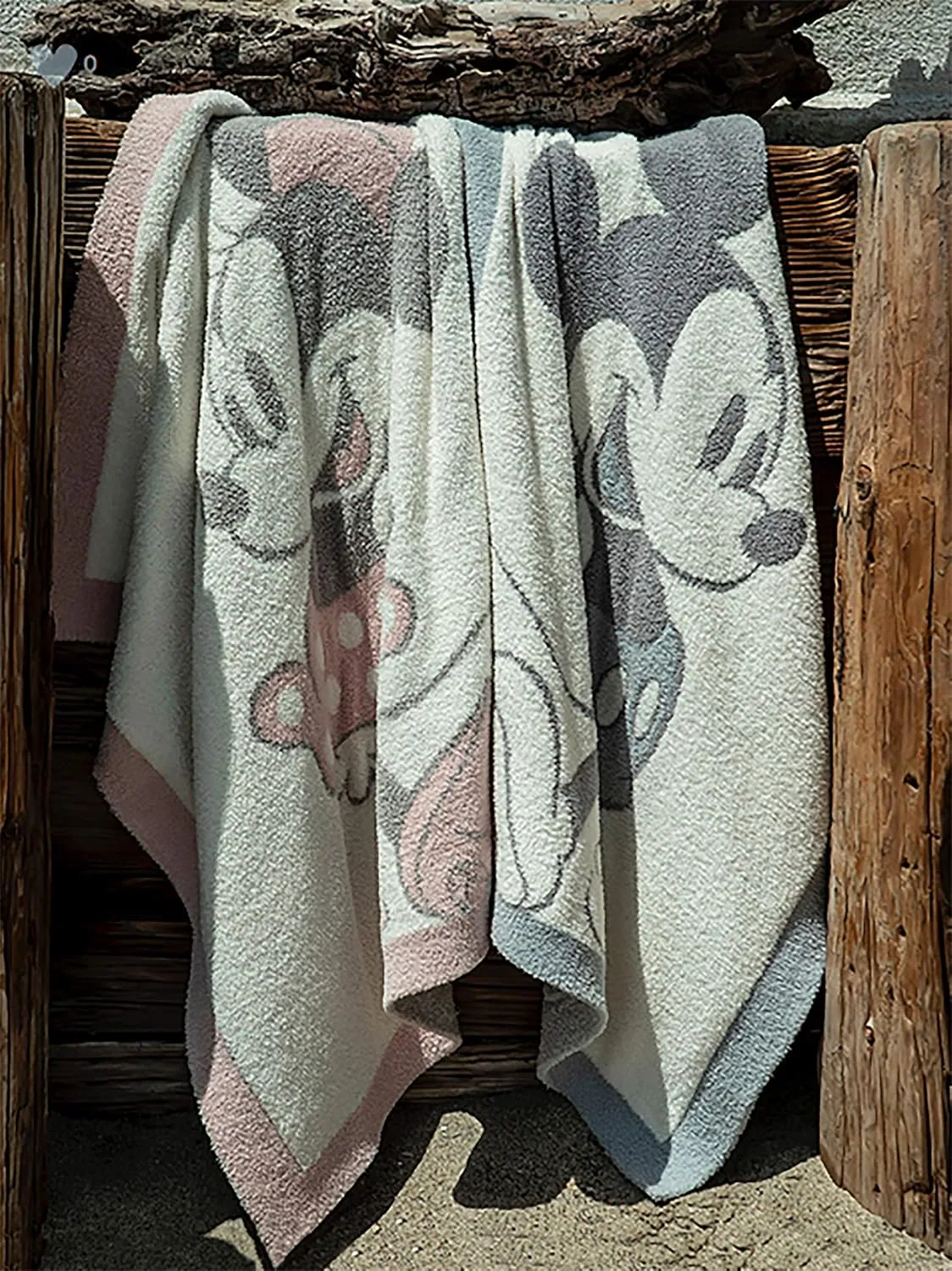 Barefoot Dreams CozyChic Vintage Minnie Mouse Baby Blanket Dusty Rose Multi One Size