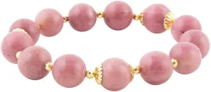 Barse Jewelry Pink Rhodonite Chunky Golden Stretch Bracelet