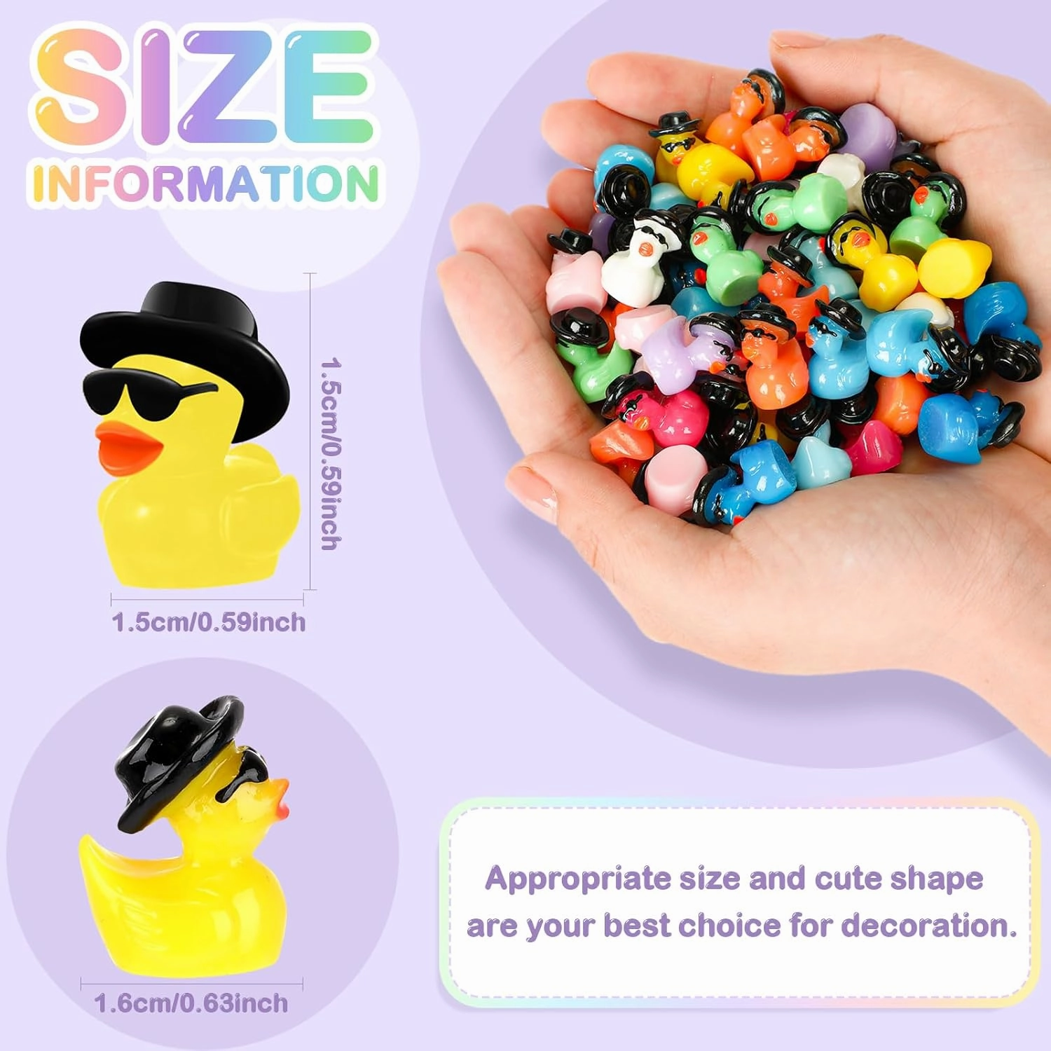 Barydat 200 Pcs Mini Resin Ducks Bulk Small Tiny Cowboy Resin Duck Figurines for Miniature Landscape Rubber Aquarium Potted Ornament for Dollhouse Party Favors DIY Craft Cake
