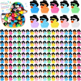 Barydat 200 Pcs Mini Resin Ducks Bulk Small Tiny Cowboy Resin Duck Figurines for Miniature Landscape Rubber Aquarium Potted Ornament for Dollhouse Party Favors DIY Craft Cake