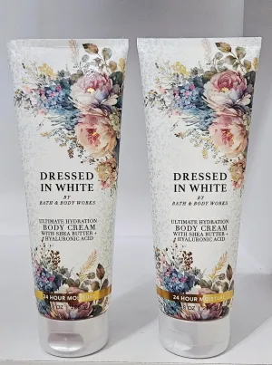 Bath & Body Dressed in White Body Cream with Shea Butter and Hyaluronic Acid, Ultimate Hydration, 24 Hour Moisture, 8 oz, 2 pack