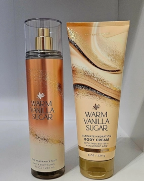 Bath & Body Warm Vanilla Sugar Gift Set, Fine Fragrance Mist 8 fl oz, Ultimate Hydration Body Cream 8 oz