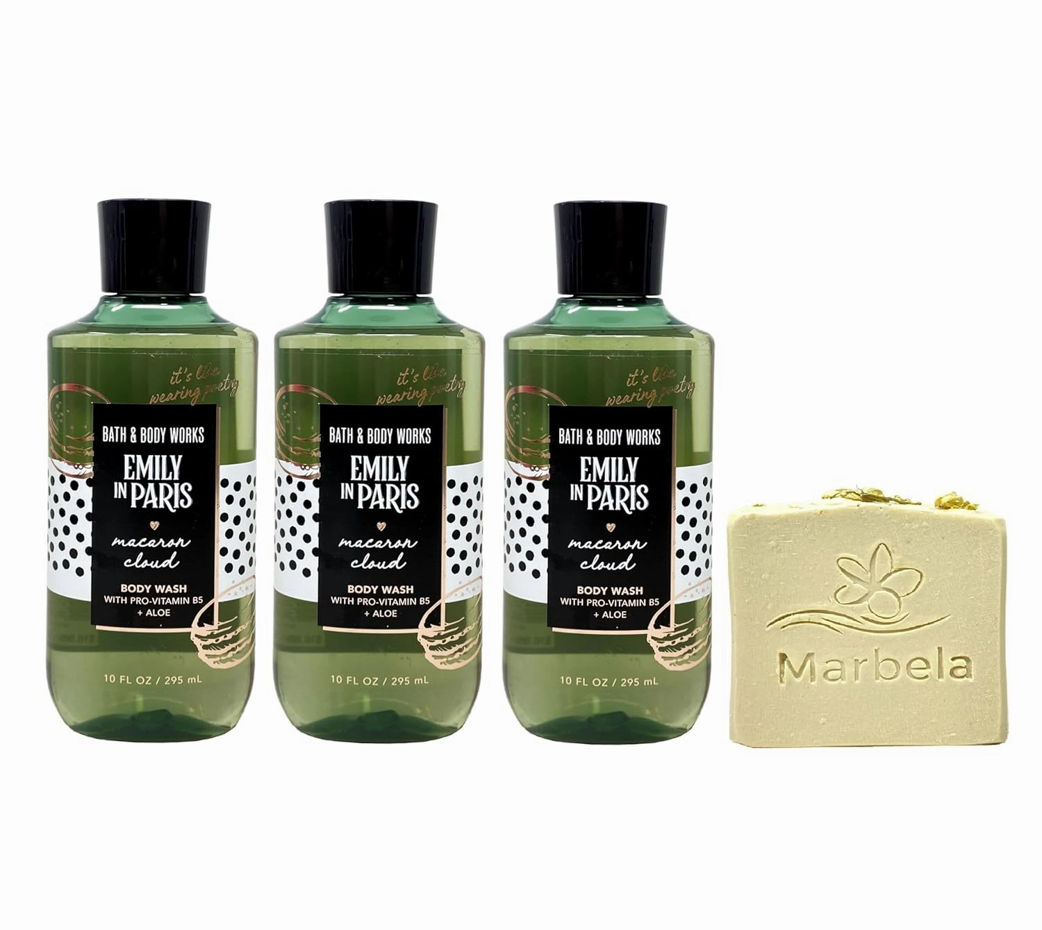 Bath & Body Works Emily In Paris - Macaron Cloud 3 Pack Body Wash Bundle with a Wild Jasmine Bar Soap - Full Size