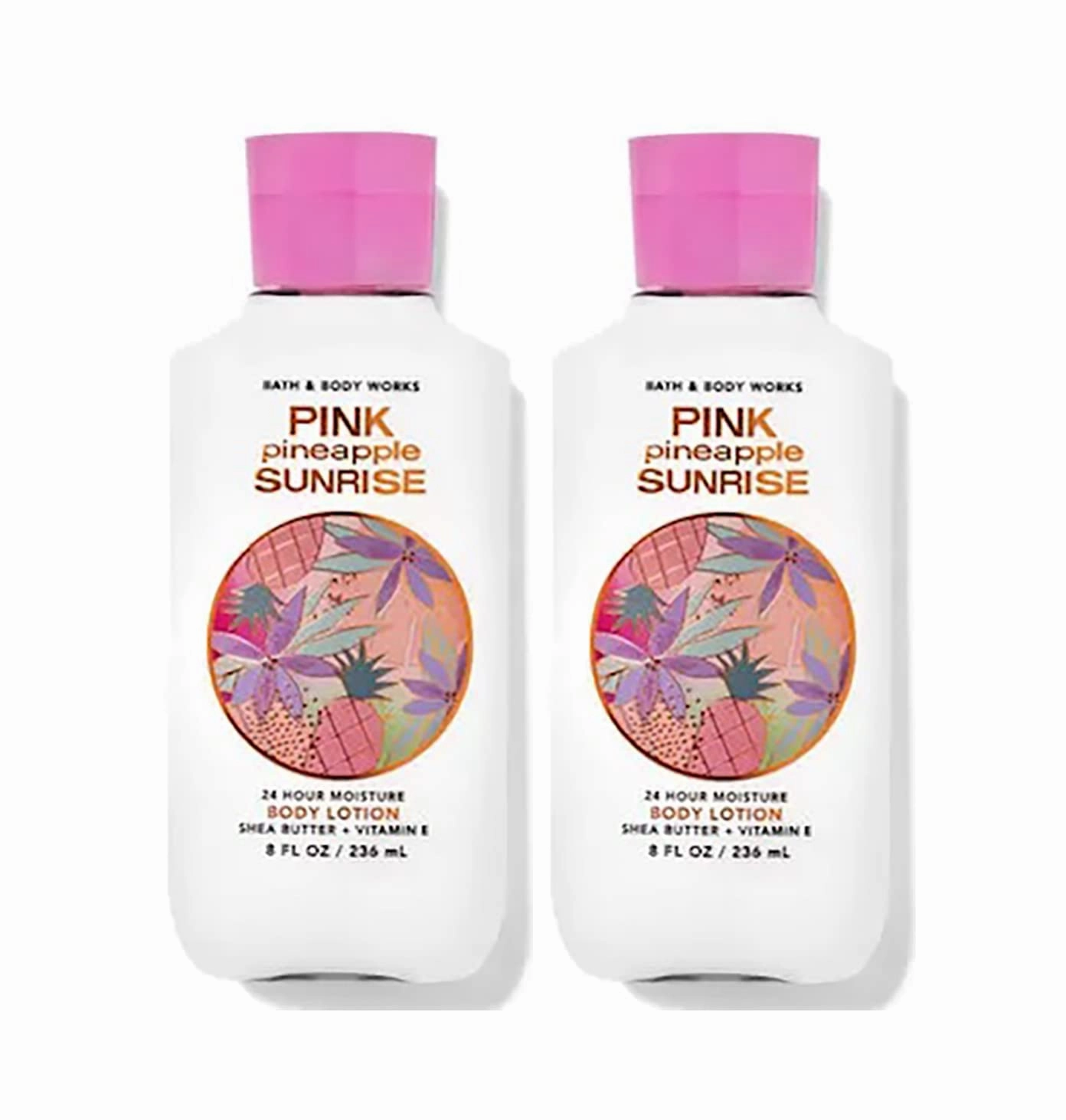 Bath and Body Works Super Smooth Body Lotion Sets Gift For Women 8 Oz -2 Pack (Pink Pineapple Sunrise)