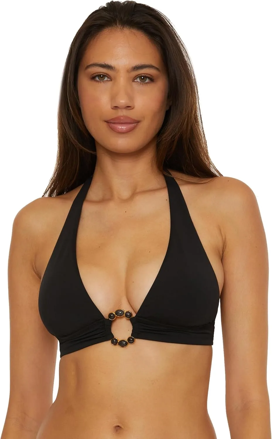BECCA Women's Marble Canyon Halter Bikini Top, Adjustable, Tie Back, Swimwear Separates