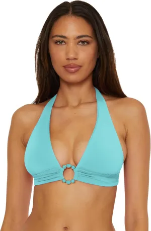 BECCA Women's Marble Canyon Halter Bikini Top, Adjustable, Tie Back, Swimwear Separates