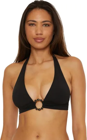 BECCA Women's Marble Canyon Halter Bikini Top, Adjustable, Tie Back, Swimwear Separates
