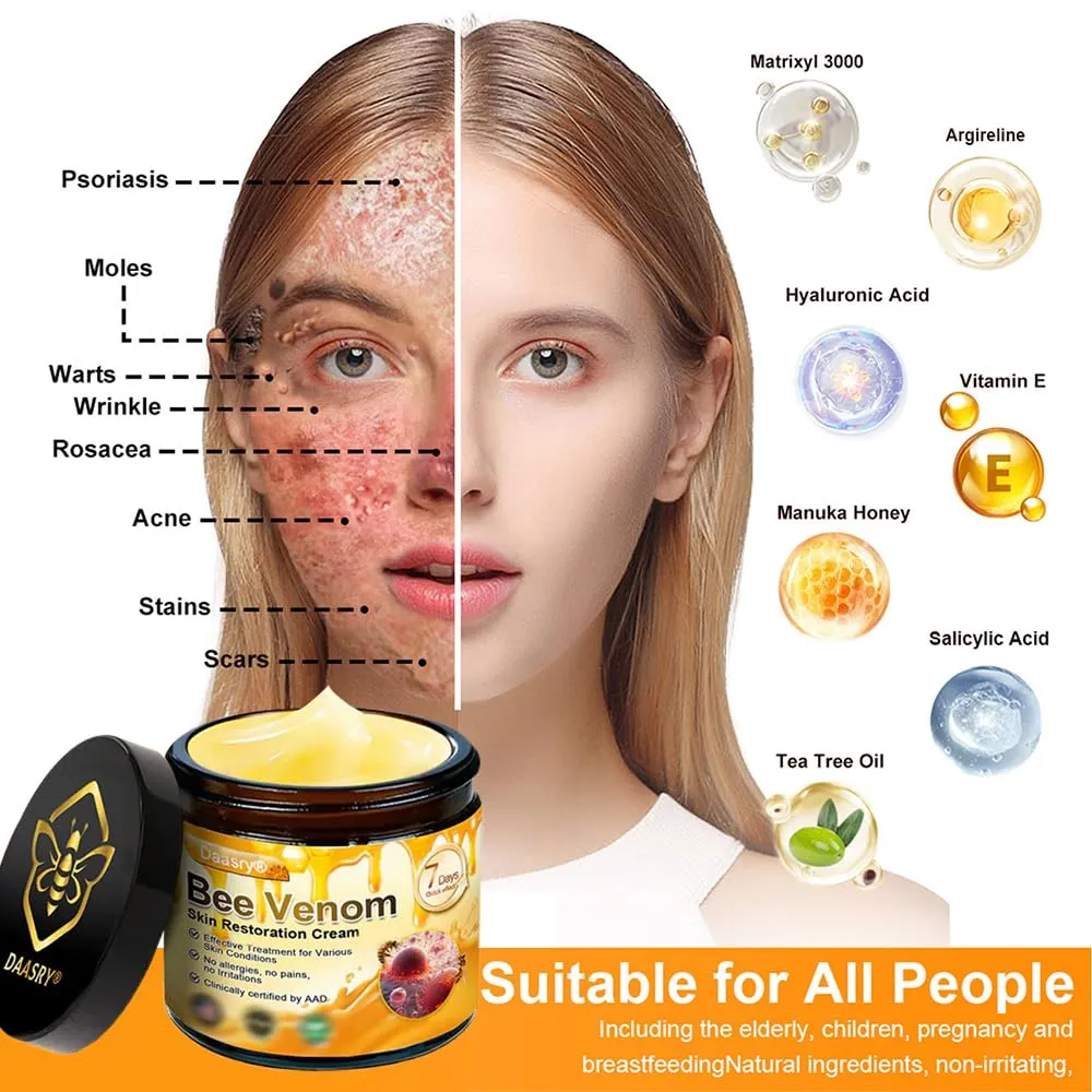 Bee Venom Skin Restoration Cream, Bee Venom Skin Treatment Cream, Botox Bee Venom Wrinkle Removal cream for All skin Types (3)