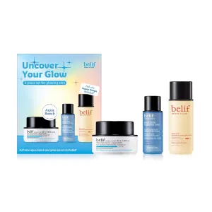 belif Uncover Your Glow Set​, Aqua Bomb Daily Face Moisturizer, Niacinamide Vitamin C Golden Glow Serum, Aqua Bomb Hydrating Toner - Hyaluronic Acid, For All Skin Types, Korean Skin Care