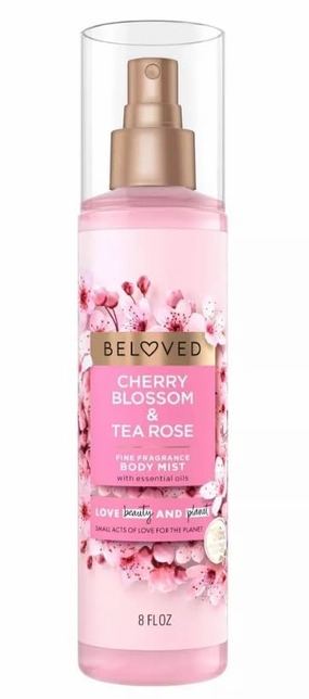Beloved Cherry Blossom and Tea Rose Body Mist, Floral Fragrance, 8 Fluid Ounces (Pack of 1)