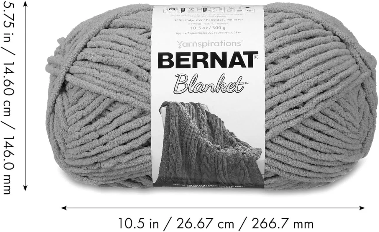 Bernat Blanket Super Bulky Acrylic Yarn - 2 Pack of 300g/10.5oz #6 Chunky Chenille Heavy Weight Yarn for Knitting and Crocheting, Amigurumi, Thick Blankets (Pink Dust, 220 Yards 2-Pack)
