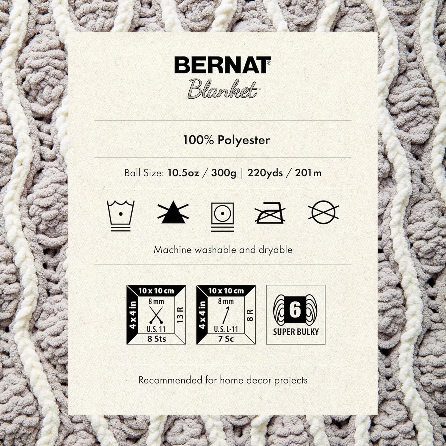 Bernat Blanket Super Bulky Acrylic Yarn - 2 Pack of 300g/10.5oz #6 Chunky Chenille Heavy Weight Yarn for Knitting and Crocheting, Amigurumi, Thick Blankets (Pink Dust, 220 Yards 2-Pack)