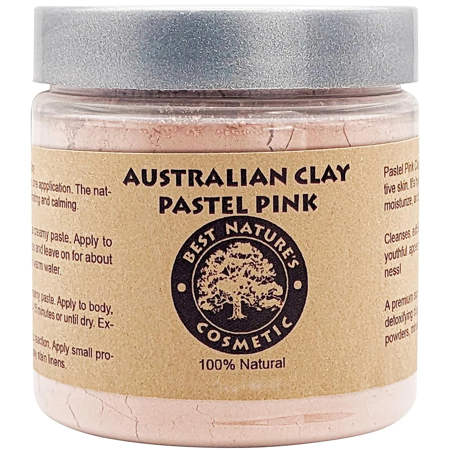 Best Nature's Australian Pastel Pink Clay 100% Pure Natural 8 fl oz - Natural Exfoliating & Detoxifying Facial Scrub - Organic Clay Powder for Face Masks, Body Soaps, Bath Bombs, Makeup, Lotions