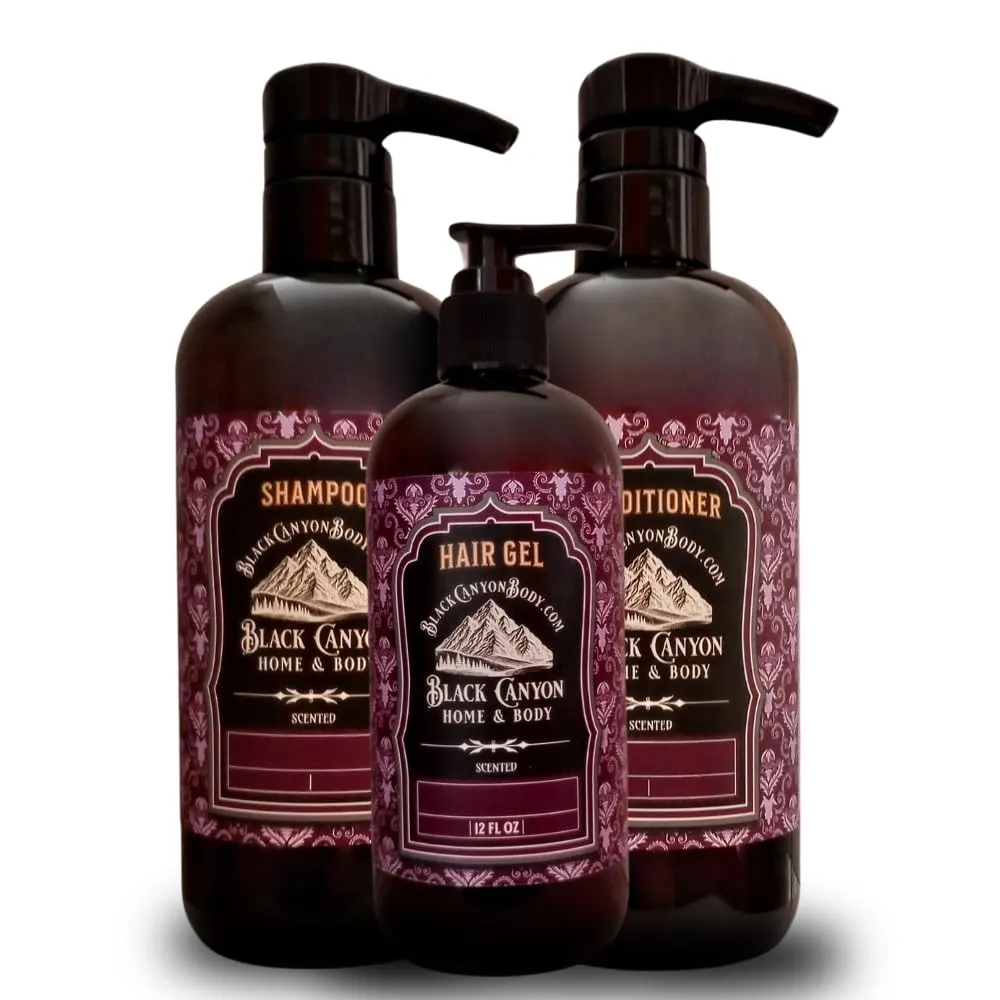 Black Canyon Lilac Bloom Scented Argan Oil Hair Shampoo, Conditioner and Hair Gel Set