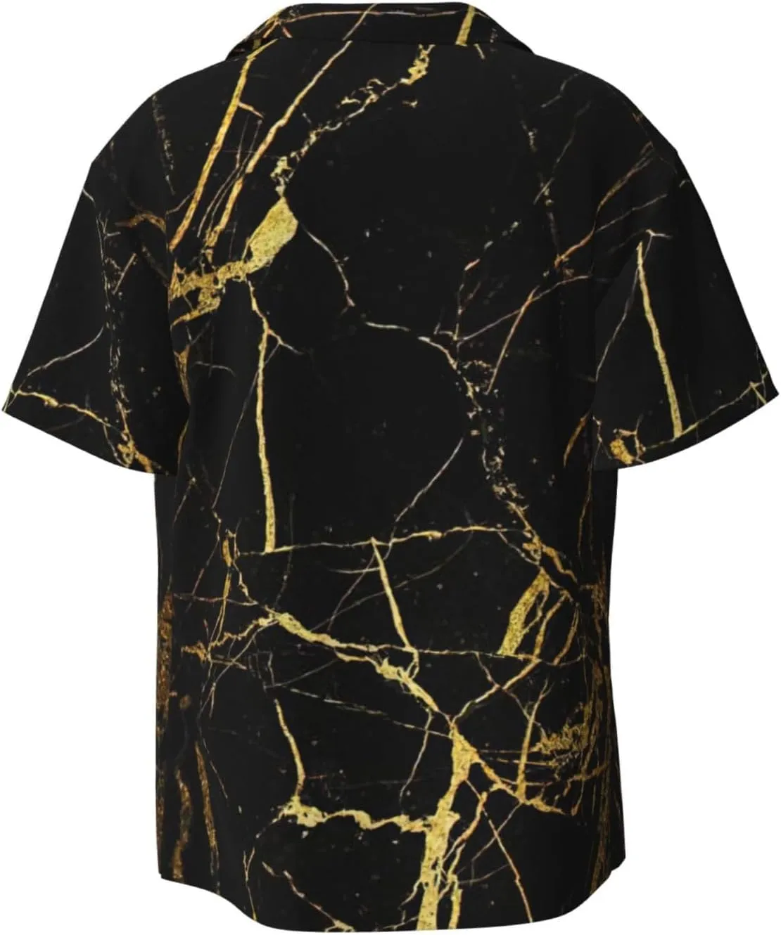 Black Gold Marble Printing Men's Fashion Summer Short Sleeve Button Shirt with Pocket,S-4xl Cuban Shirt Hawaiian Shirt