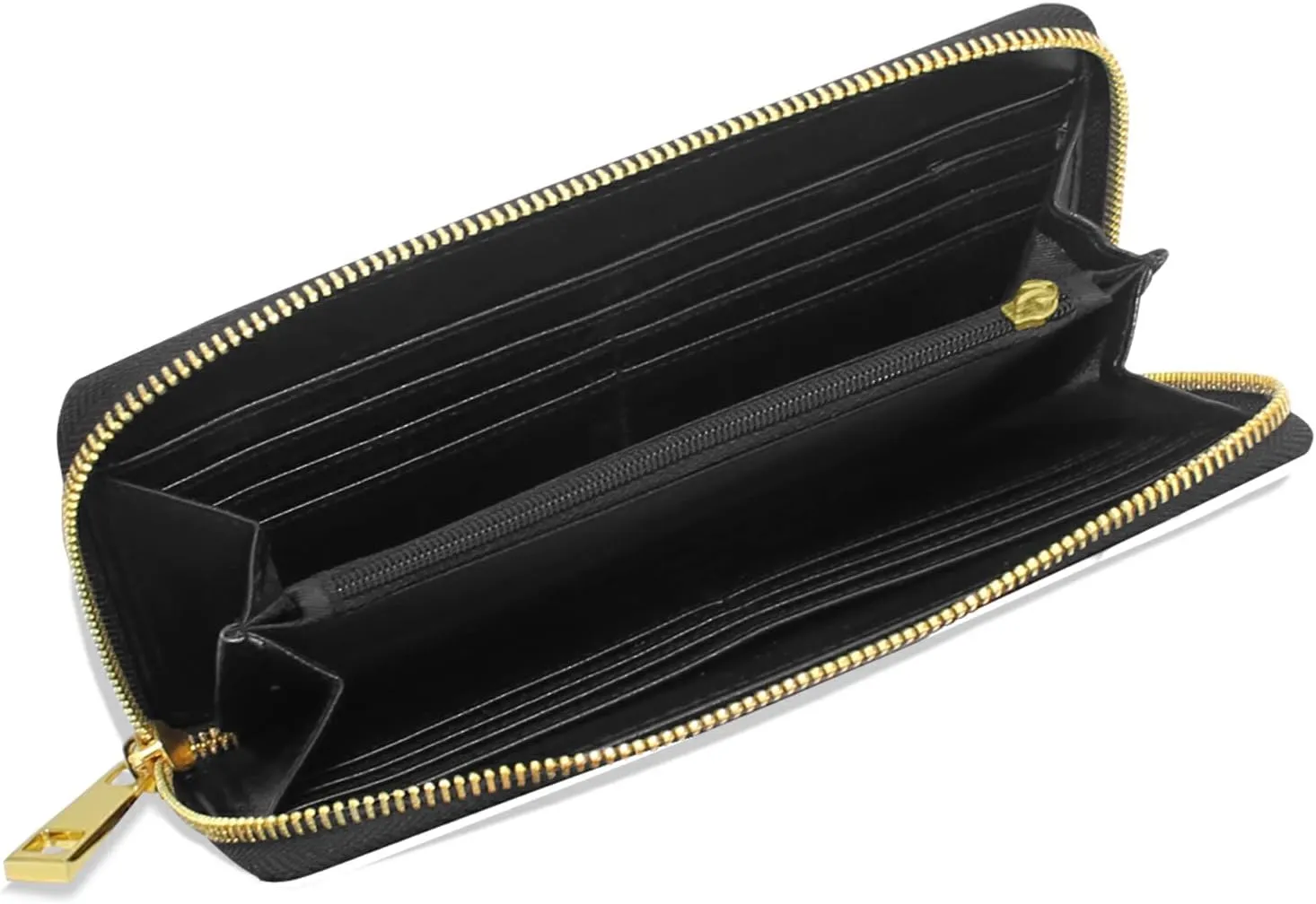 Black White Liquid Marble Agate Slab Paint Pastel Macro Wavy Leather Long Wallet Organizer with Zipper Purse Clutch Bag for Women Men Key Card Coin Passport Checkbook
