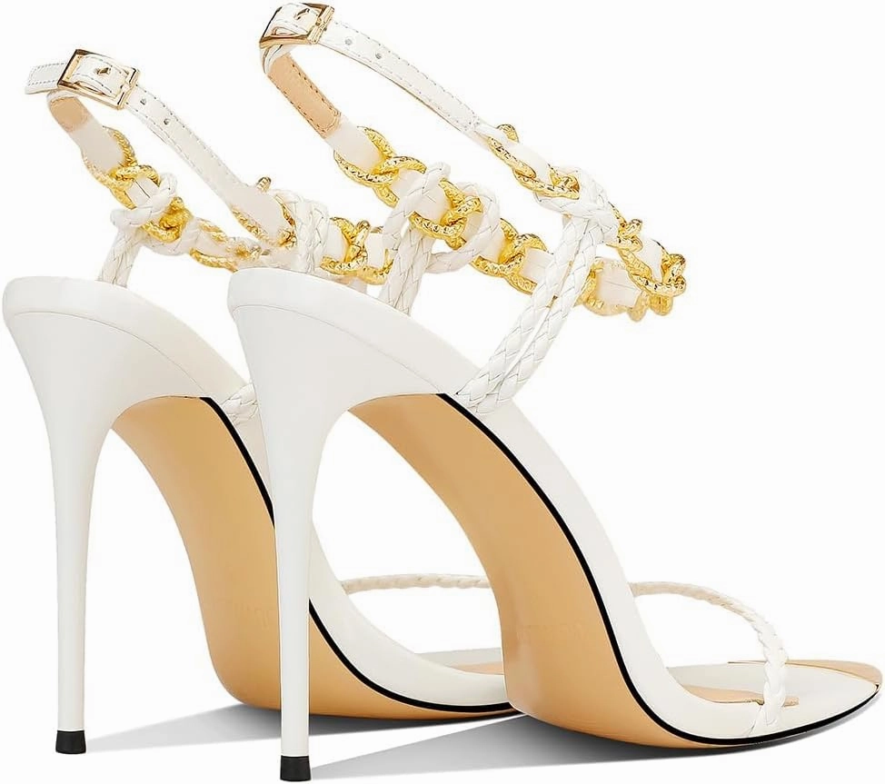 Black Pumps for Women Gold Chain Ankle Strap Open Toe Pointed Toe Stiletto High Heels for Formal Events Weddings Parties and Evening Wear