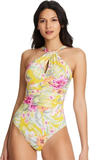 Bleu Rod Beattie Paradiso High Neck One-Piece Canary Gold 14