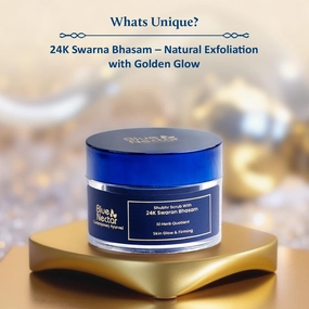 Blue Nectar 24K Gold Face Scrub for Glowing Skin | Cleanser & Exfoliating Scrub with Aloe Vera, Walnut & Kumkumadi for Men & Women | Ayurvedic Tan Removal (12 Herbs, 1.7 Oz)