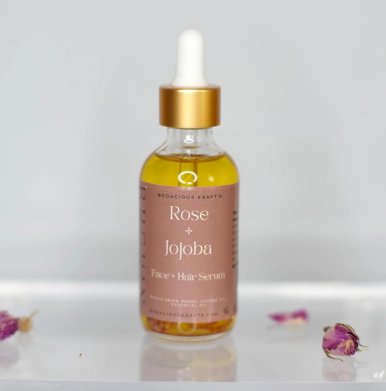 Bodacious Kraft's Rose and Jojoba Facial Oil, 2 Fl Oz, Non-Comedogenic Serum for All Skin Types