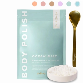 Body Polish, 8oz. - Ocean Mist Scented Body Scrub Exfoliator for Women, Exfoliating Sugar Scrub To Lotion Moisturizer, Gentle Exfoliant for Dry and Sensitive Skin, Handmade in USA