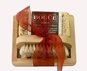Bogue Goat Milk Soap- Himalayan Pink Salt & Coffee exfoliate, odor neutralizing Lemon & Parsley, nourishing Lemongrass, Basil, Rosemary & Cedarwood. Nail scrubber & dish-No.12 Chefs Blend Gift Set