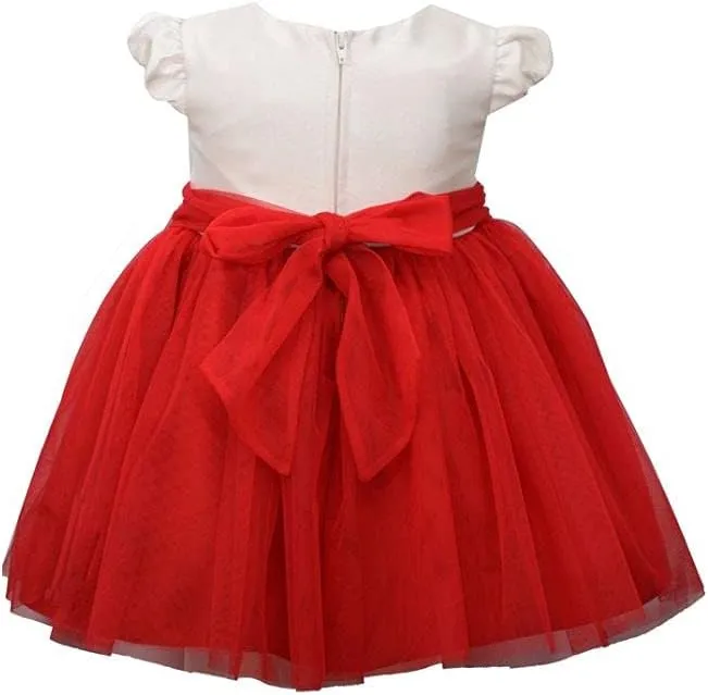 Bonnie Jean Baby Girl's Holiday Christmas Dress - Red and Ivory Flower Dress for Baby and Toddler Girls