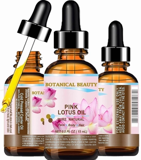 Botanical Beauty PINK LOTUS OIL Pure Natural 0.5 fl oz - 15 ml. for Face, Skin, Hair, Anti Aging Face Oil, rich in natural source of Vitamin C