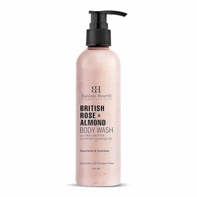 British Rose & Almond Body Wash with Shea Butter, Sweet Almond Oil | Moisturizing Body Wash for Softer, Smoother Skin | Shower Gel for Men and Women | 8.28 Fl Oz