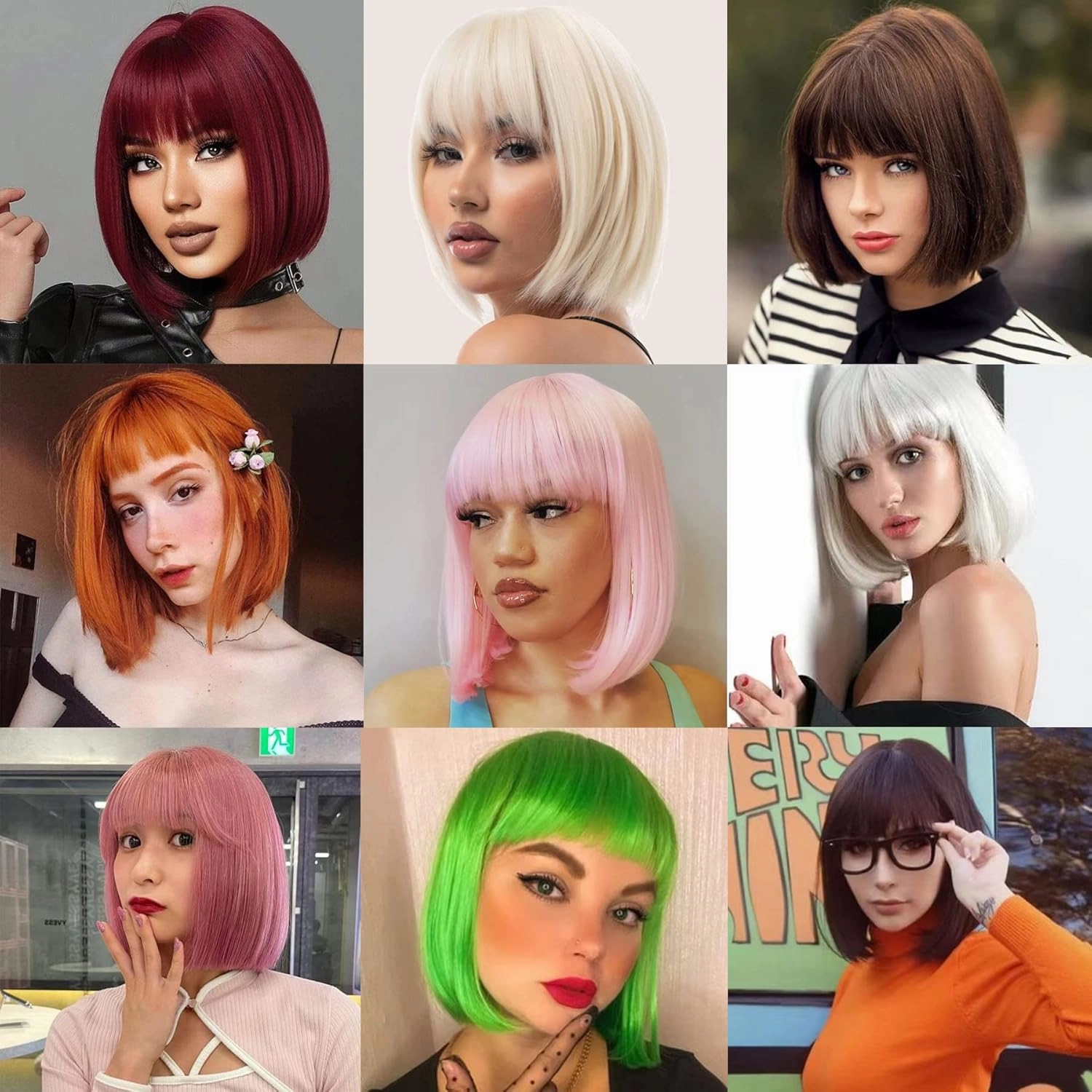 Brown Bob Wig With Bangs Short Dark Brown Bob Wigs For Women Straight Bob Bangs Wig 10 Inch Heat Resistant Synthetic Hair Natural Looking For Daily Party Use