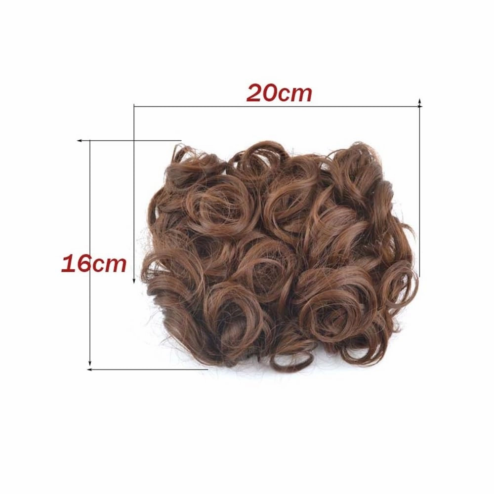 Bun Wig, Synthetic Curly Clip-in Messy Bun Hairpiece for Women with Combs & Scrunchies,Messy Bun Wig(Bright red)