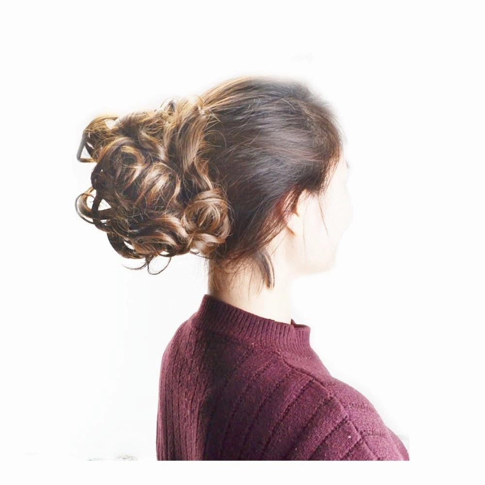 Bun Wig, Synthetic Curly Clip-in Messy Bun Hairpiece for Women with Combs & Scrunchies,Messy Bun Wig(Bright red)