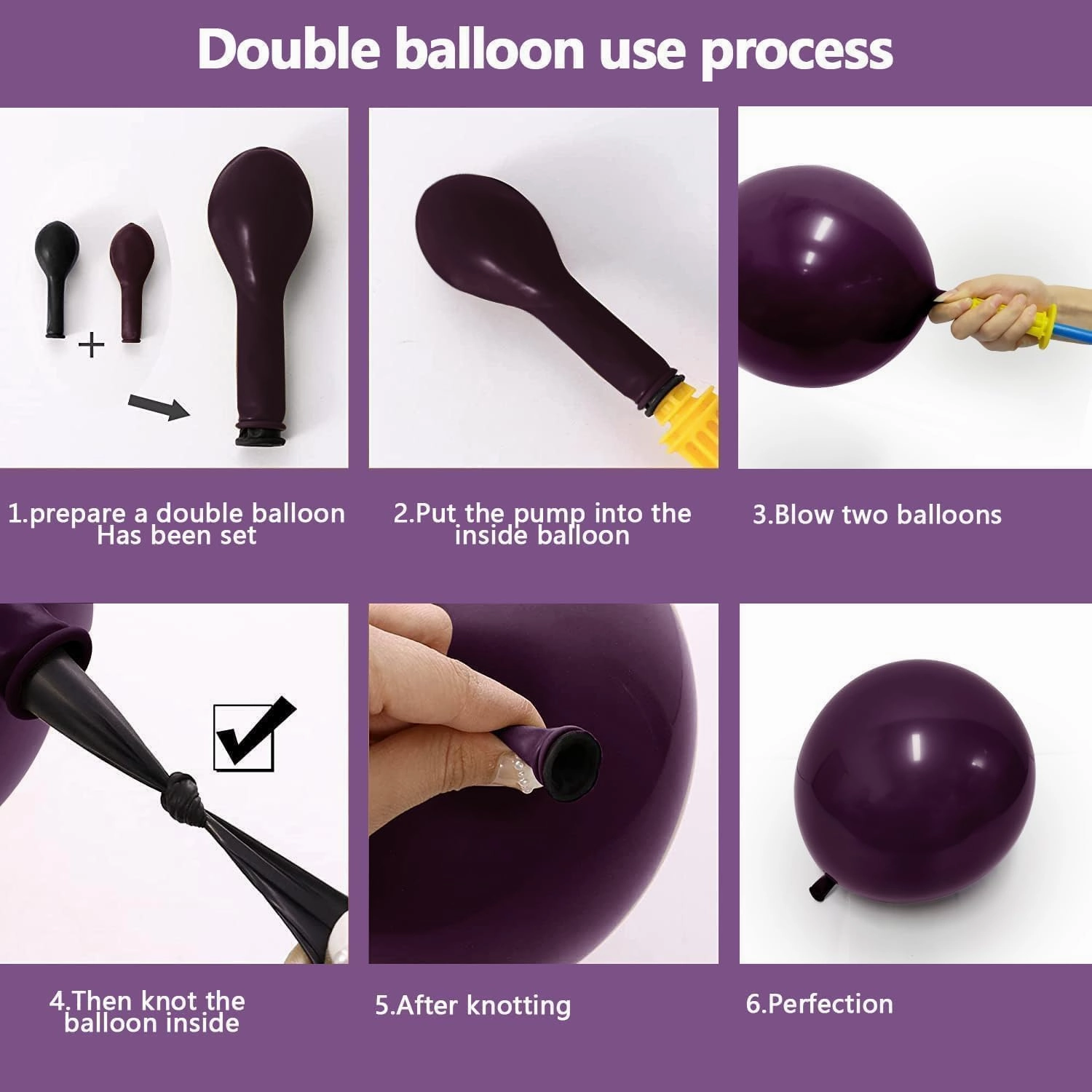 Burgundy Balloons Double Stuffed Dark Purple Plum Balloon Garland Different Sizes Mauve Maroon Magenta Latex Balloons for Birthday Bridal Shower Wedding Anniversary Party Decorations