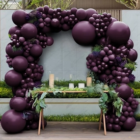 Burgundy Balloons Double Stuffed Dark Purple Plum Balloon Garland Different Sizes Mauve Maroon Magenta Latex Balloons for Birthday Bridal Shower Wedding Anniversary Party Decorations